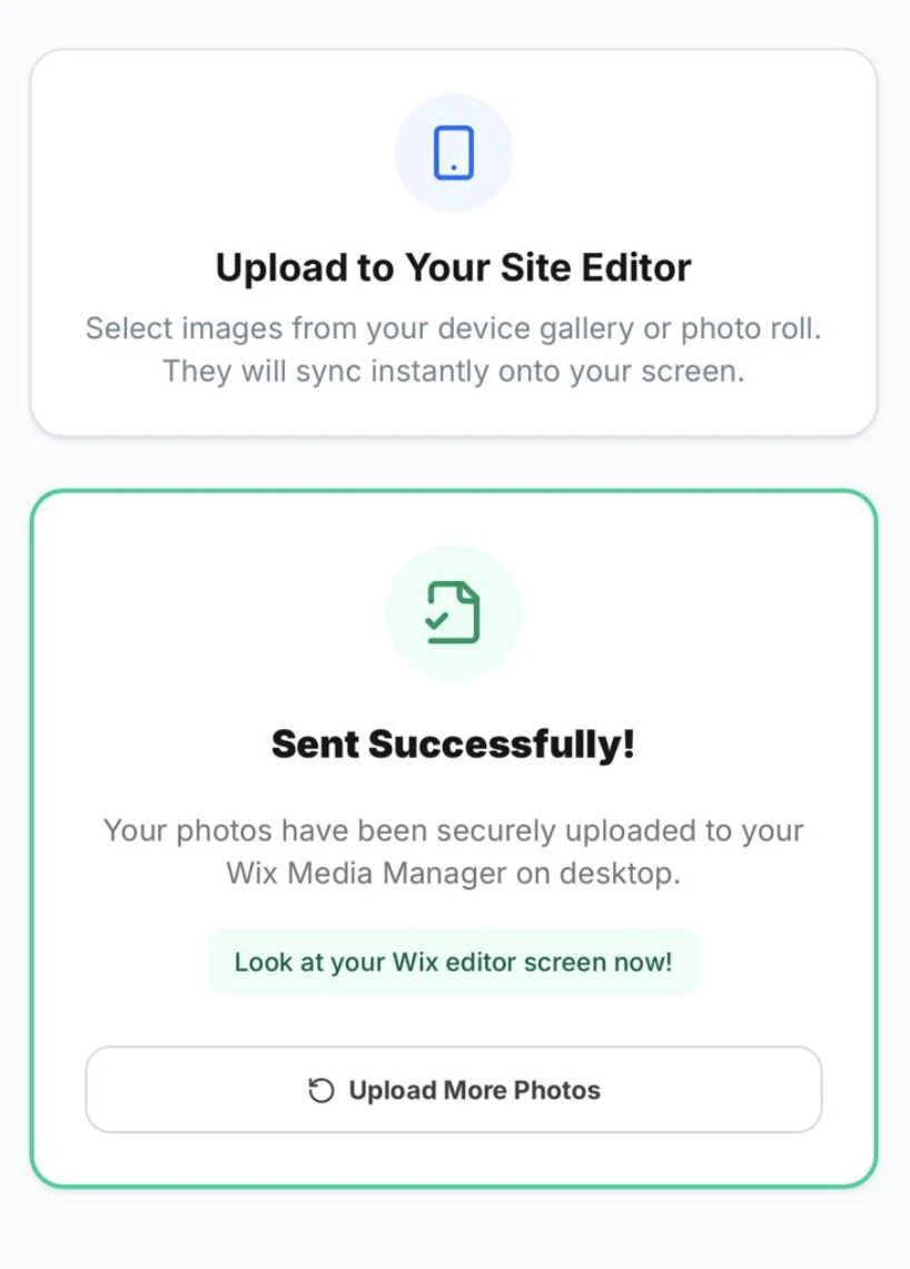 Mobile success prototype guiding the creator back to desktop